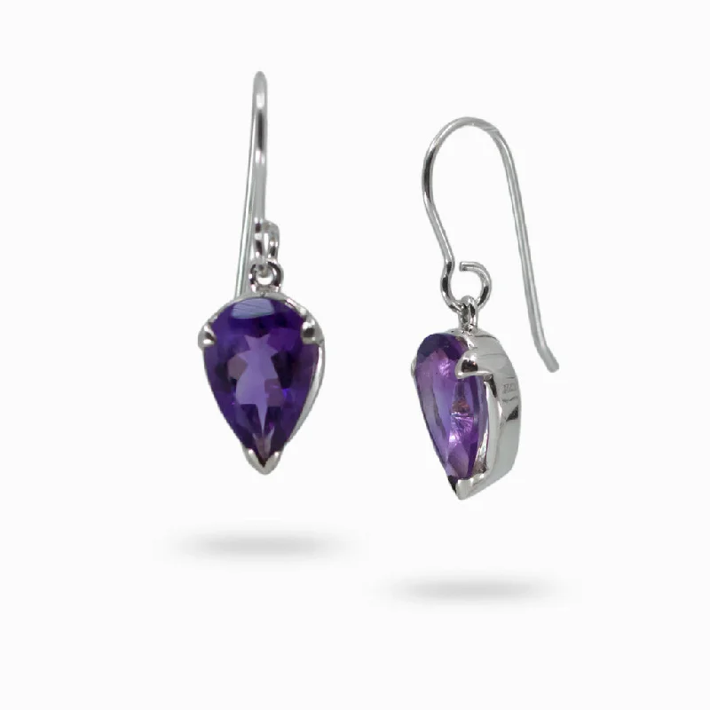 Classic flair rings-Fine star earrings-Amethyst Drop Earrings