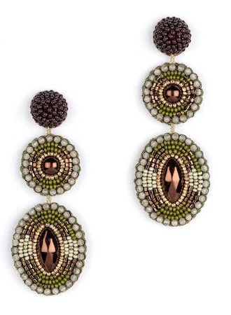 Retro style earrings-Stacked drop earrings-Danya Olive