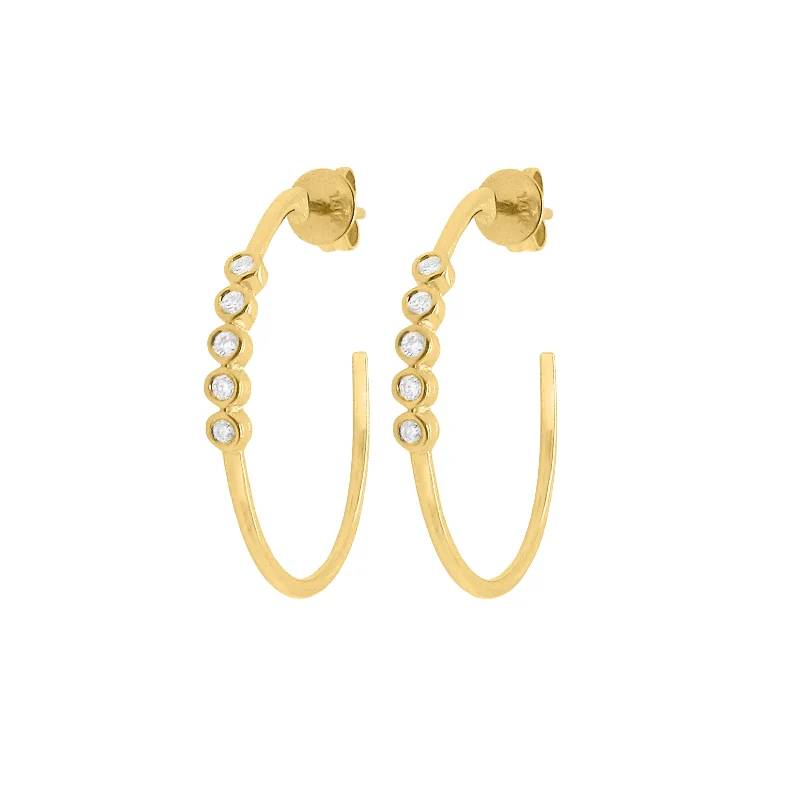 Sea motif earrings-Fine heart earrings-14K GOLD DIAMOND SENNA HOOPS