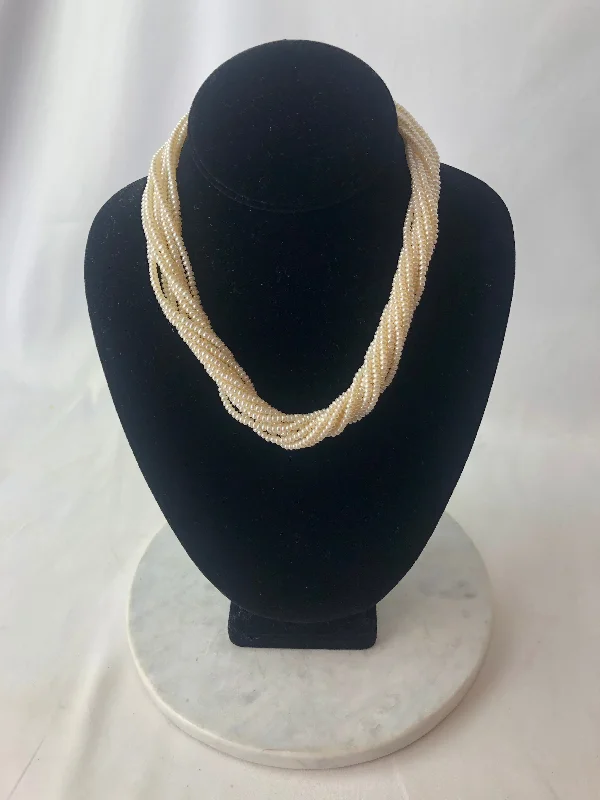 Braided knot necklaces-Estate Collection - Vintage Cultured Pearl Necklace