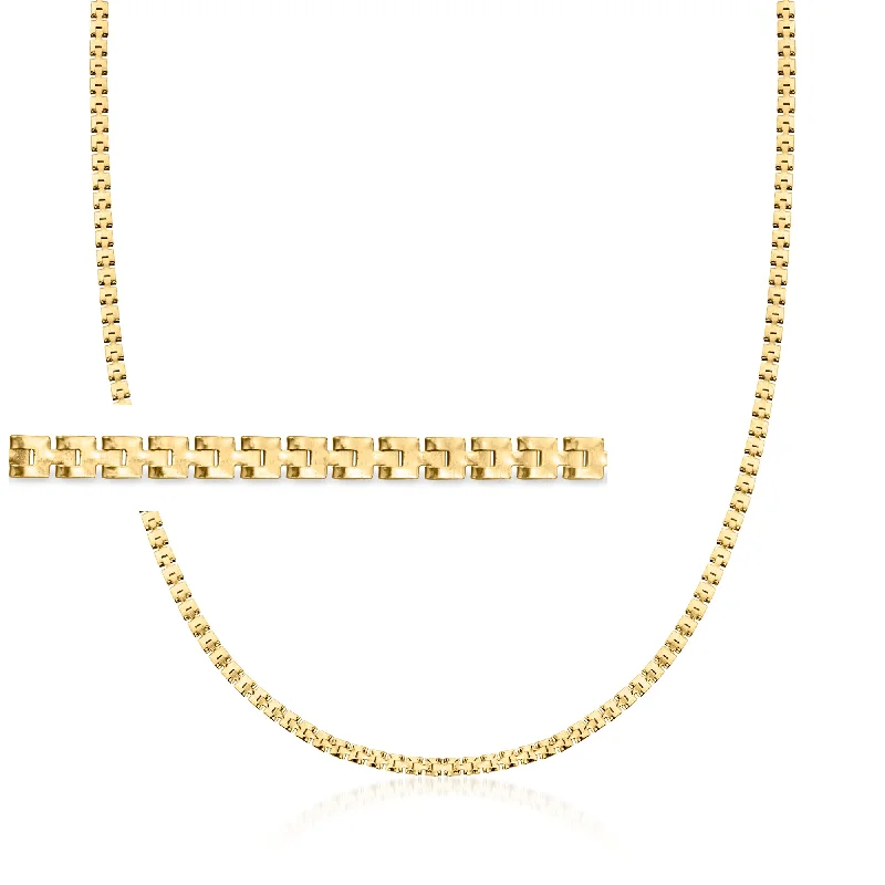 Classic style necklaces-RS Pure by Ross-Simons Italian 18kt Gold Vermeil Square-Link Necklace