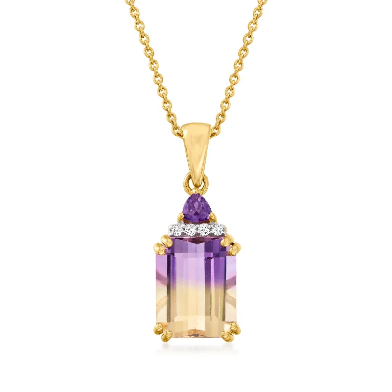 Turquoise stone necklaces-Ross-Simons Ametrine Pendant Necklace in 14kt Yellow Gold