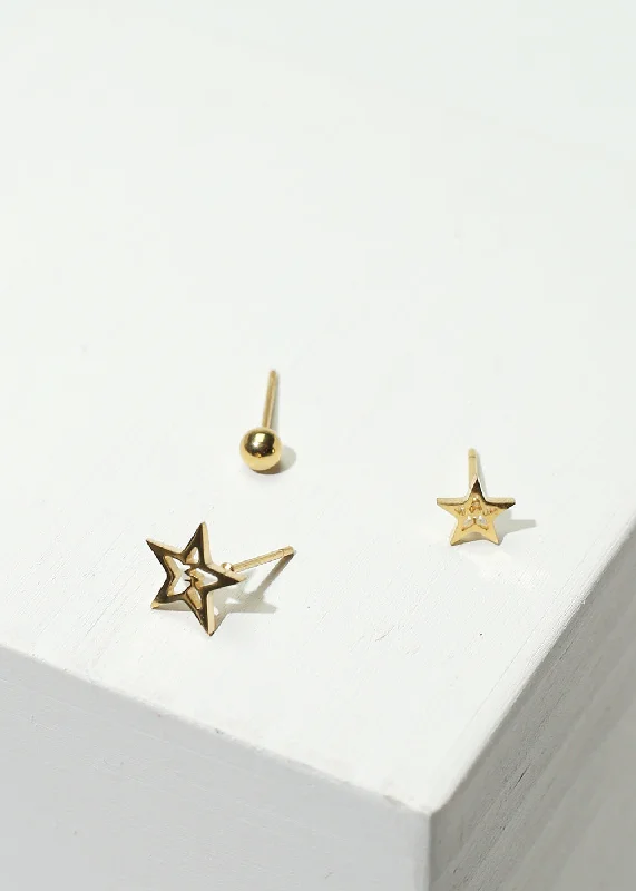 Agate earrings-Onyx slice earrings-3-Pair Star Stud Earrings