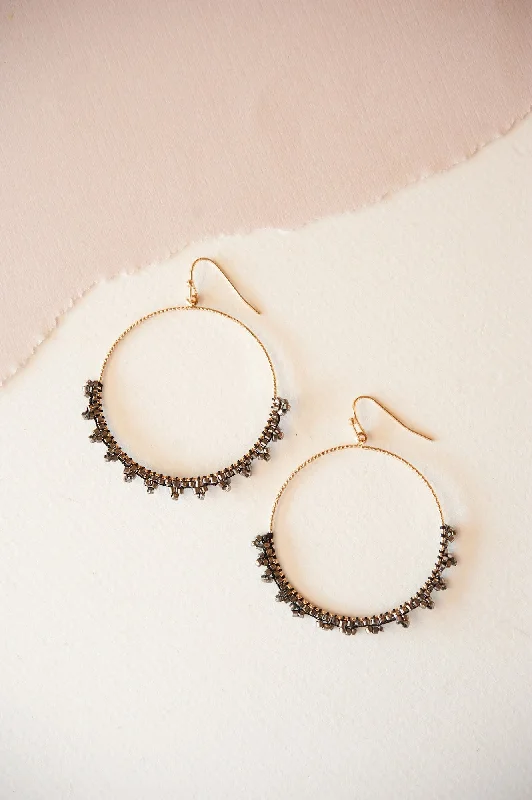 Spirit eye rings-Cosmic glow earrings-Bronx Beaded Gold Hoop | Intricate Beaded Dangle