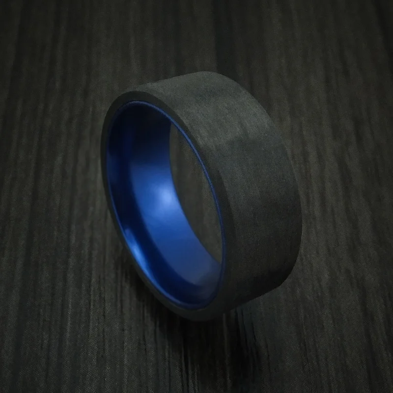 Solid Carbon Fiber Men's Ring with Anodized Sleeve Custom Made