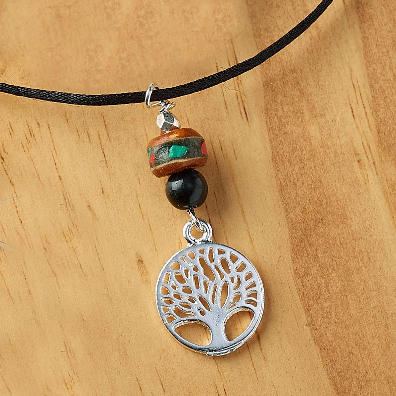 Agate stone necklaces-Sterling Silver Tree of Life