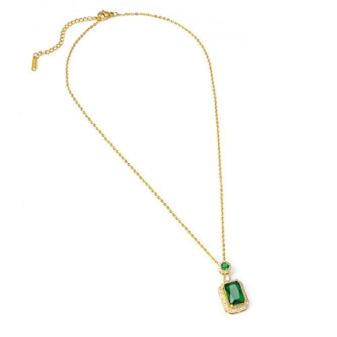 Gem-woven necklaces-Green Zircon Pendant Necklace