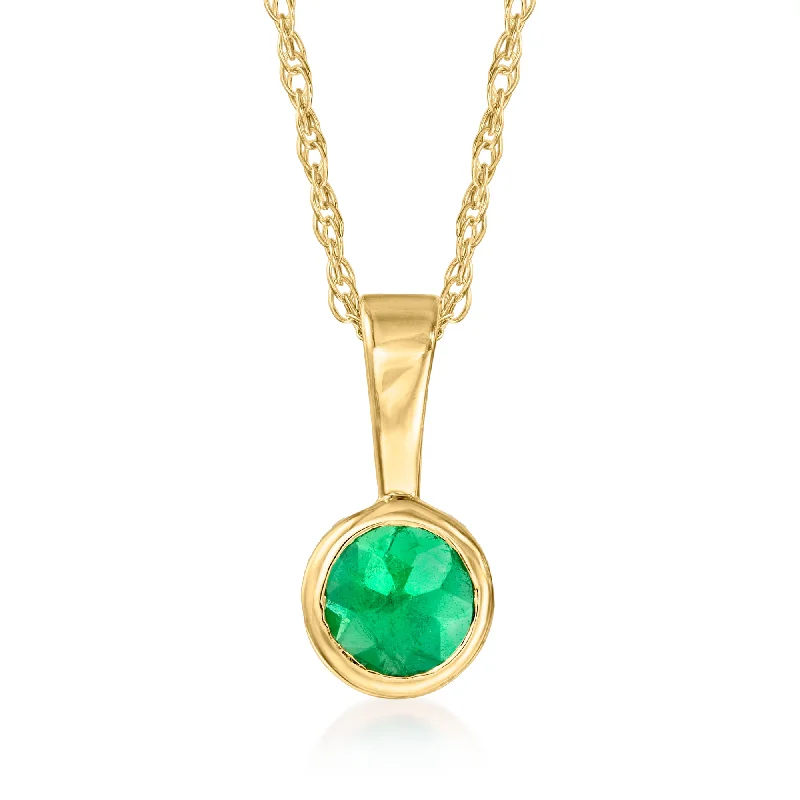 Old-fashioned photo necklaces-Ross-Simons Emerald Pendant Necklace in 14kt Yellow Gold