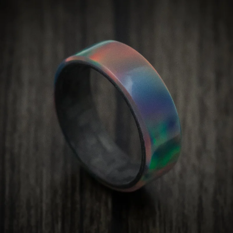 Synth Opal Ring with Carbon Fiber Sleeve