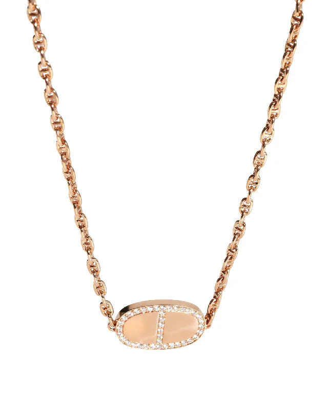 Retro style necklaces-Hermès Chaine d'Ancre Verso Necklace in 18K Rose Gold 0.88 Ctw