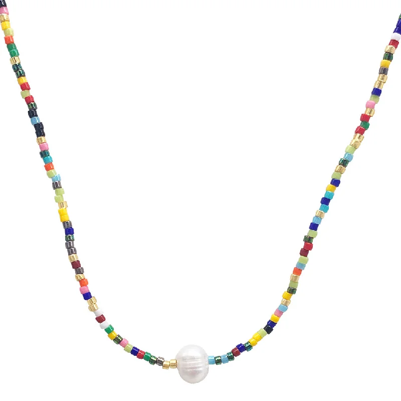 Thin rope necklaces-Adornia Baroque Freshwater Pearl Center Stone Mix Beaded Necklace gold