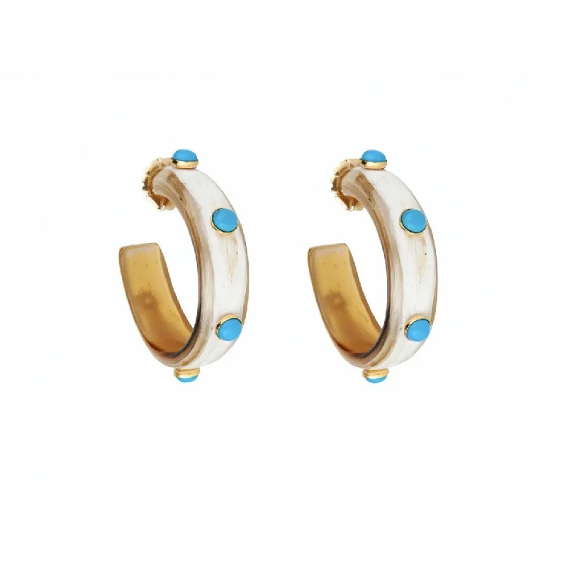 Ruby cut rings-Bamboo style earrings-Turquoise Horn Hoop