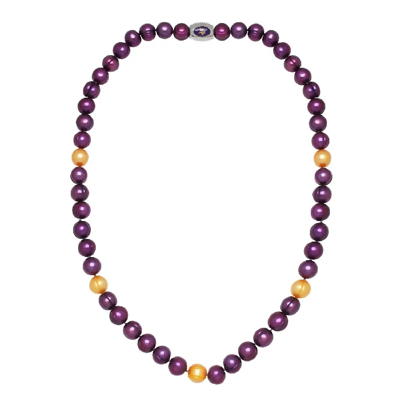 Parent birthstone necklaces-Minnesota Vikings Pearl Necklace In Purple