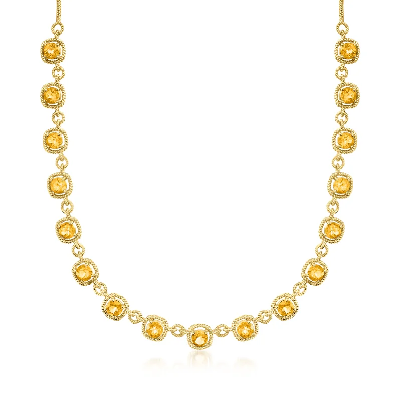 Sapphire necklaces-Ross-Simons Citrine Necklace in 18kt Gold Over Sterling