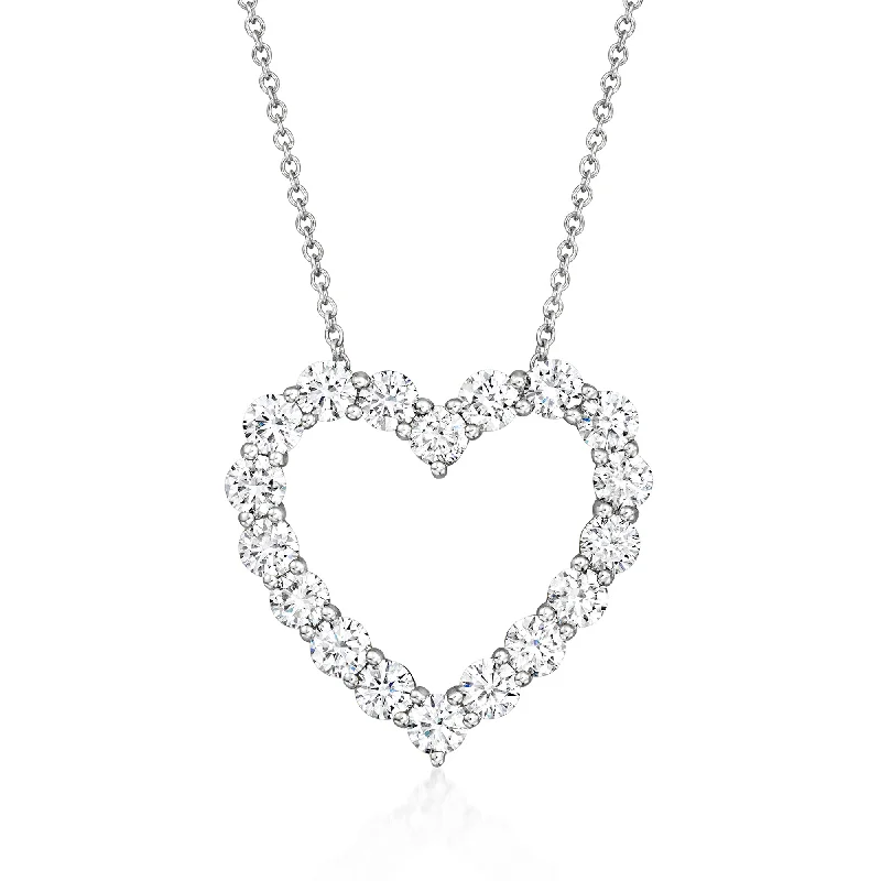 Stellar sign necklaces-Ross-Simons Lab-Grown Diamond Heart Pendant Necklace in 14kt White Gold