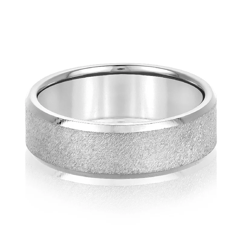 Men's Sandblasted Wedding Ring With High Polish Edges