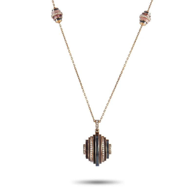 Tide shape necklaces-Cartier Collier Nouvelle Vague 18K Rose Gold Diamond, Hematite, Amethyst, Opal Rose, and Quartz Necklace