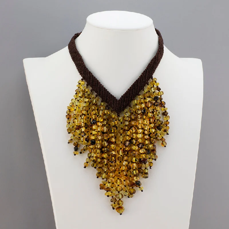 Glossy shine necklaces-Amber Waterfall Statement Necklace Set