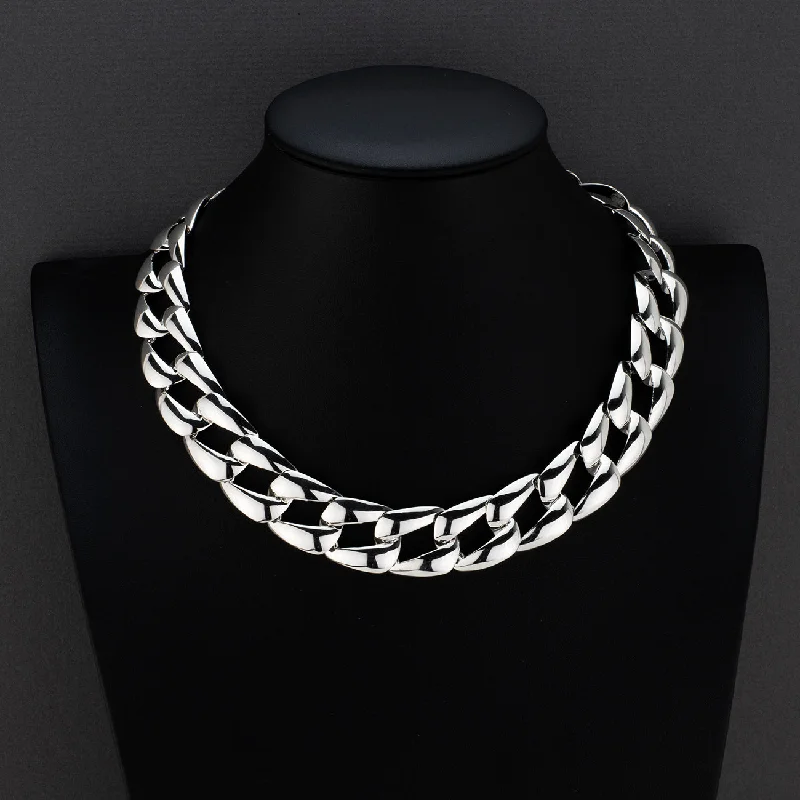 Spirit eye necklaces-Chunky Sterling Silver Link Necklace 3 Piece Set