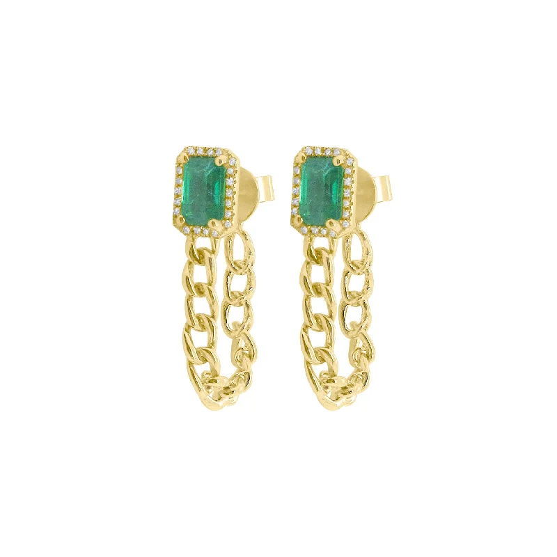 Classic lock rings-Vivid gem earrings-14K GOLD DIAMOND AND EMERALD GABRIELLA EARRINGS