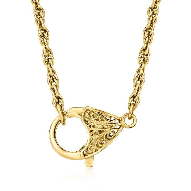 Floating gem necklaces-Ross-Simons 18kt Gold Over Sterling Rope-Chain Filigree Lobster Clasp Necklace