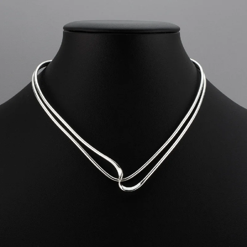 Fog glass necklaces-Sterling Silver Twisted Choker Necklace