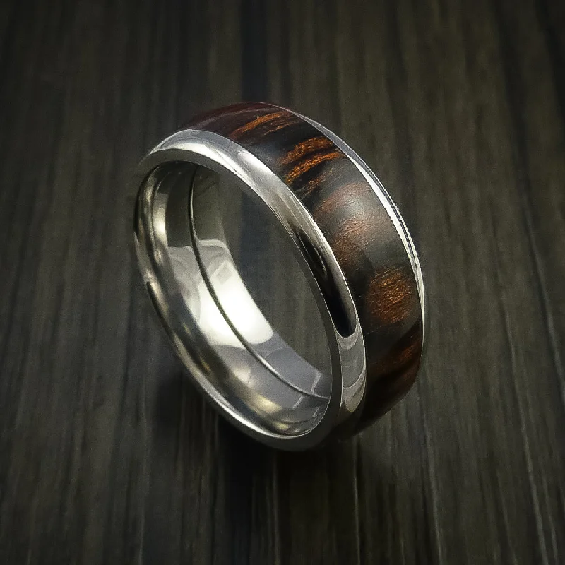 Titanium Men's Ring with Wood Inlay Custom Made Wedding Band