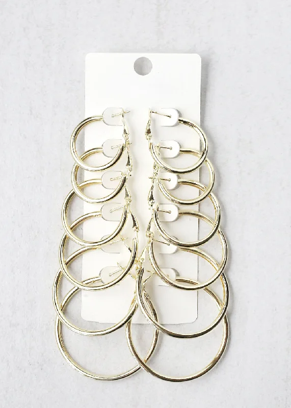 Hand-sleek rings-Bead weave earrings-6-Pair Silver Hoop Earring Set