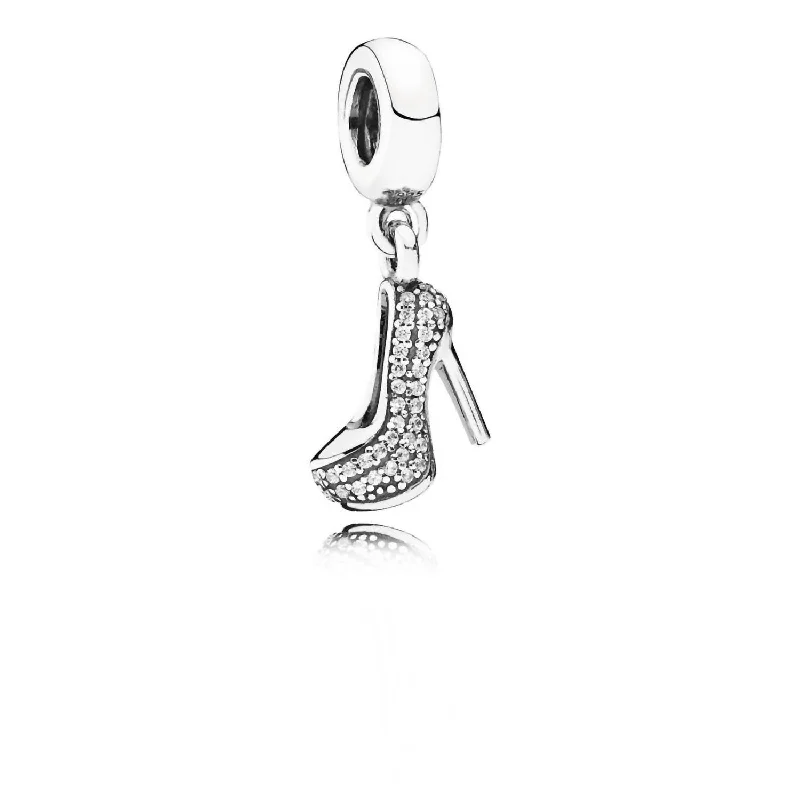 Coiled wire necklaces-Women's Stiletto Shoe Dangle Charm In Silver