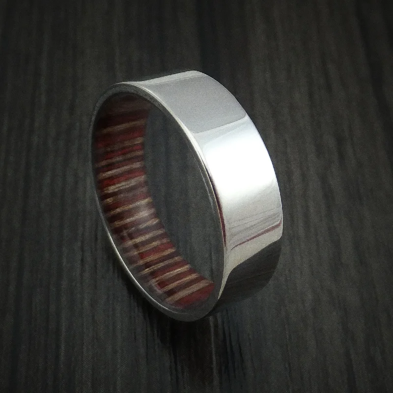 Titanium Men's Ring with English Oak Hardwood Sleeve Custom Made Band