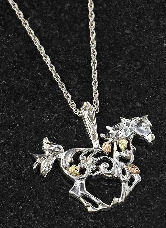 Firm chain necklaces-Horse & Leaf Black Hills