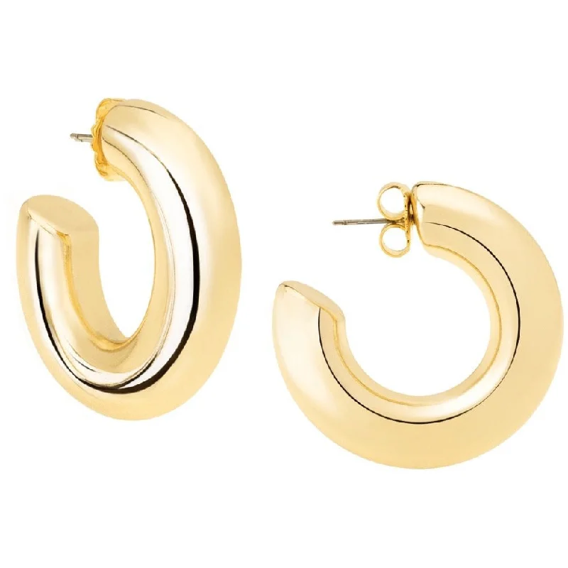 Playful rings-Dual-tone earrings-Large gold hoop