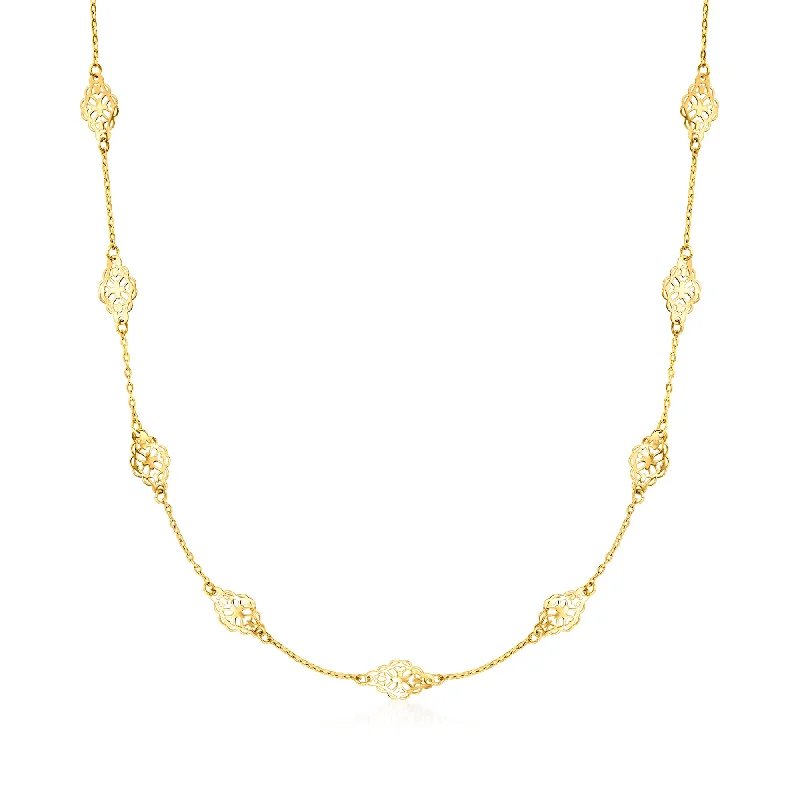 Polished gold necklaces-Ross-Simons Italian 14kt Yellow Gold Nanette Station Necklace