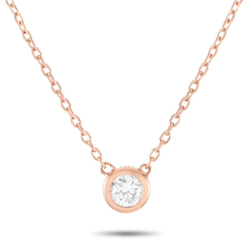 Cotton cord necklaces-LB Exclusive 14K Rose Gold 0.10 ct Diamond Pendant Necklace