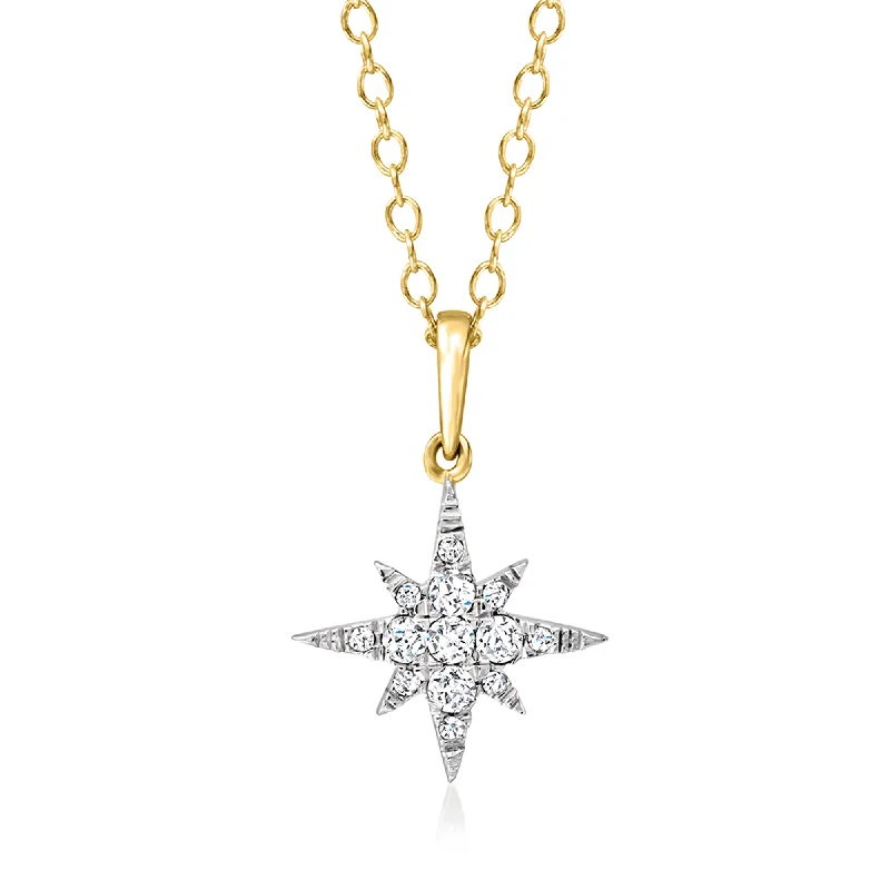 Zodiac sign necklaces-RS Pure by Ross-Simons Diamond North Star Pendant Necklace in 14kt Yellow Gold