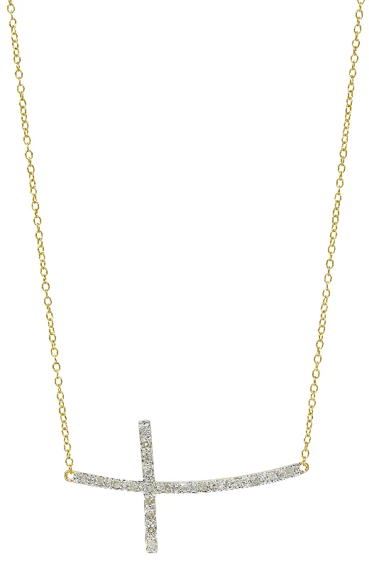 Fine bead necklaces-18K GOLD OVER STERLING SILVER DIAMOND NECKLACE