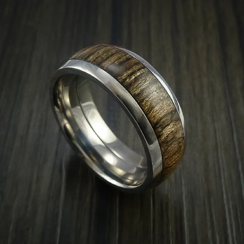 Titanium Men's Ring with Wood Inlay Custom Made Wedding Band