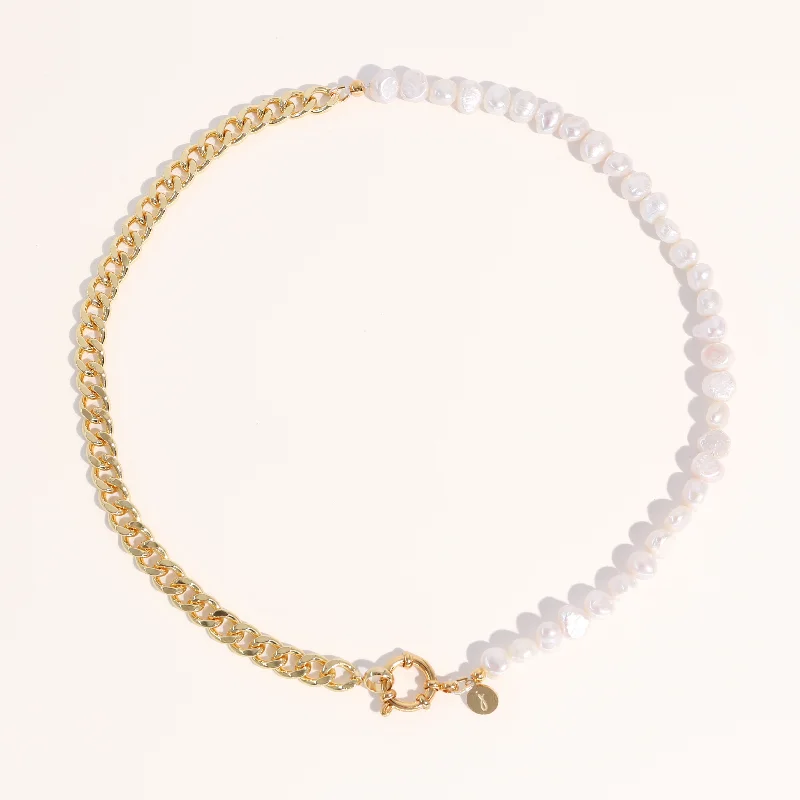 Stretch cord necklaces-Lauren Pearl Cuban Chain Necklace