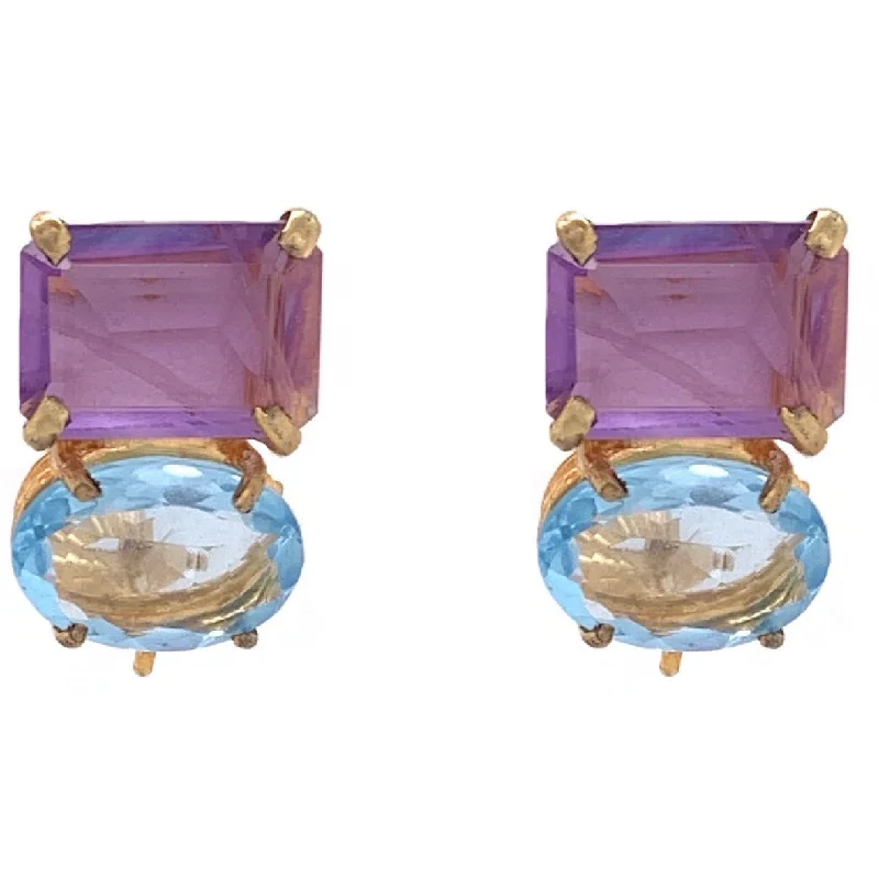 Leaf carved rings-Aged brass earrings-Purple blue