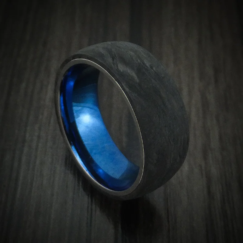 Forged Carbon Fiber Men's Ring with Anodized Titanium Sleeve Custom Made