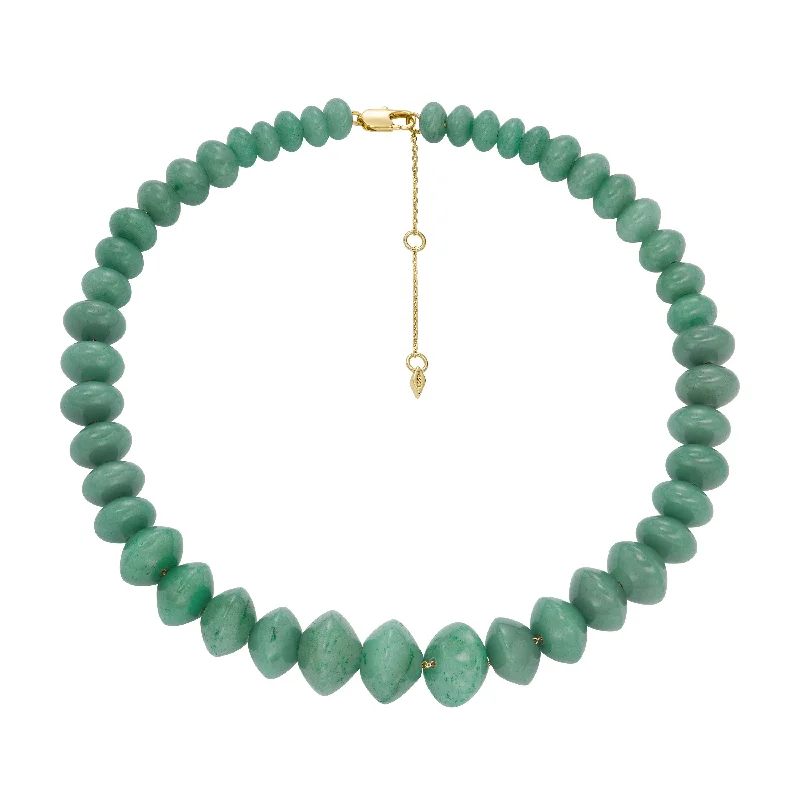 Ruby necklaces-Fossil Women's All Stacked Up Green Aventurine Beaded Necklace