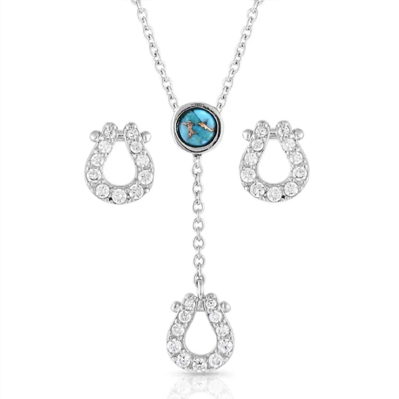 Tiered chain necklaces-Women's Infinite Luck Set In Turquoise