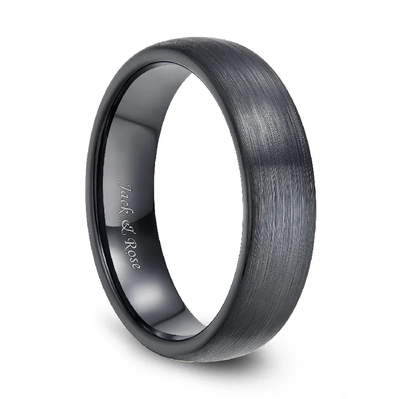 6mm 8mm Ceramic Rings Black Brushed Flat Plain Style Comfort Fit