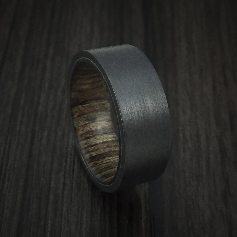 Black Zirconium Men's Ring with Hardwood Interior Sleeve Custom Made