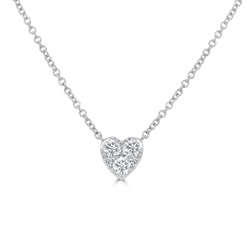 Fog glass necklaces-14k Gold & Diamond Heart Necklace