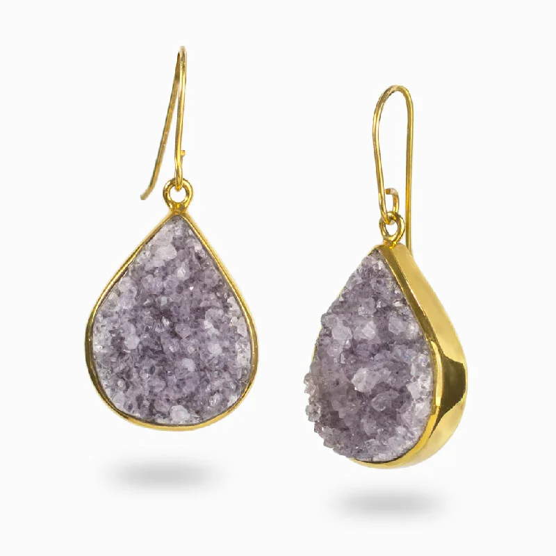 Multi-gem rings-Fine bead earrings-Amethyst Drop Earrings