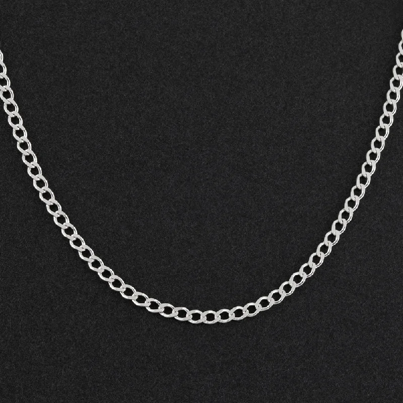 Lunar star necklaces-Sterling Silver 4mm Curb Chain Necklace