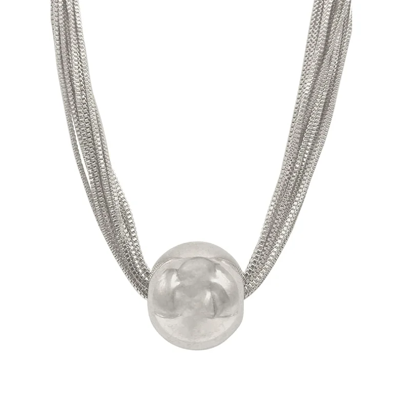 Firm chain necklaces-Silver Plated Multi Strand Ball Necklace