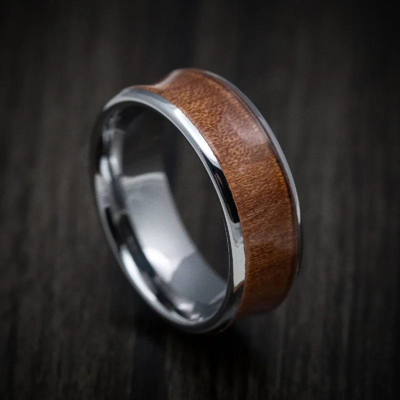 Tungsten Men's Ring with Rosewood Wood Inlay