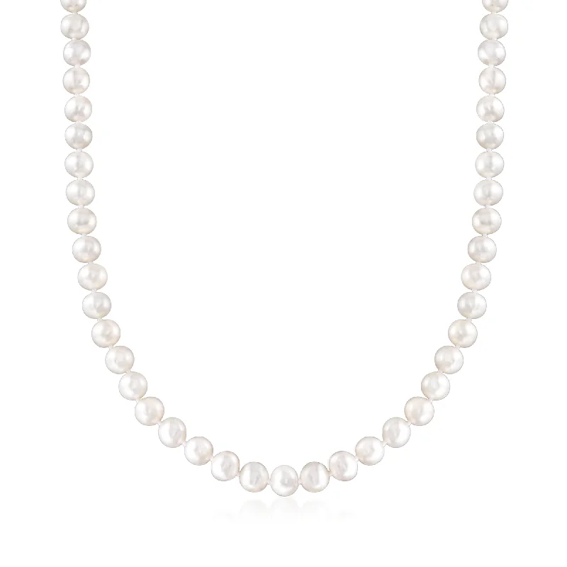 Victorian style necklaces-Ross-Simons 7-8mm Cultured Pearl Necklace With Sterling Silver Magnetic Clasp